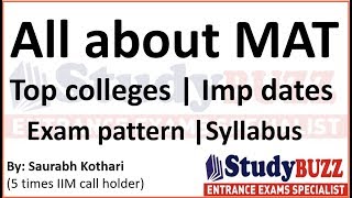 All about MAT  Top colleges Exam pattern Important dates Syllabus [upl. by Ahsirtal]