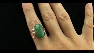 Very Basic Wire Wrapped Adjustable Grooved Cabochon Ring Tutorial Beginner [upl. by Brelje]