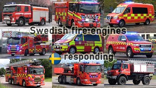 🚒 Brandbilar på utryckning – Fire engines responding in Sweden [upl. by Zoller]