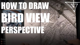 How to draw bird view perspective Curvilinear perspective [upl. by Judi]