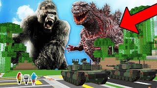 KING KONG Y GODZILLA INVADEN EL MUNDO DE MINECRAFT 💀😱 [upl. by Arata]