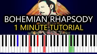 Bohemian Rhapsody 1 minute piano tutorial  Queen [upl. by Irihs]