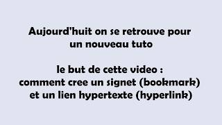 comment ajoutez un lien hypertexte et un signet dans Word  MON DEBUT [upl. by Rotman]