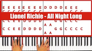 All Night Long Lionel Richie Piano Tutorial Easy Chords [upl. by Neahs670]