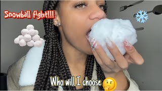 ICE ASMR  Snowball Fight  I GOT HIT BY CrispyCrunchyASMR  Ice Queen eating asmr [upl. by Bonner]