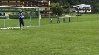 torwartdeTraining mit T Schlieck  Ball in die Tiefe mit zwei Angreifern 1gegen1 [upl. by Anuahsal]