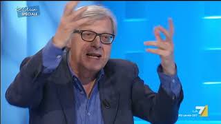 Sgarbi a Telese quotMio figlio sembra Di Battista daglieli tu i soldi brutto stronzetto malcagatoquot [upl. by Uticas433]