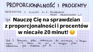 Proporcjonalność i procenty  kl 7  Matematyka Z Kluczem  świetne przygotowanie na sprawdzian 🙌🤩 [upl. by Mosa961]