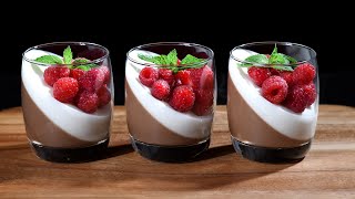 Chocolate dessert panna cotta with raspberries [upl. by Mika]