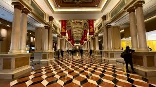 Walking TourVenezia TowerVenetianWay to Bouchon BistroLas VegasNevada4K iPhone 14 Pro MaxDJI [upl. by Imas719]