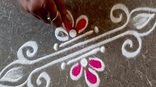 Easy border rangoli designs  Simple side border designs  Friday kolam Border mugguluDoor rangoli [upl. by Alahc]