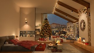 Christmas Jazz Refuge – 4K Cozy Bedroom with Fireplace Glow Holiday Lights and Soothing Tunes 🎄🔥 [upl. by Salzhauer]