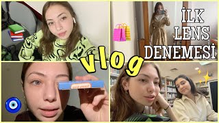 İLK DEFA LENS TAKTIM 👁 alışveriş 🛍  ders 📚 vlog [upl. by Relyuhcs]