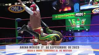 CMLL  MANO A MANO  SOBERANO JR VS MÍSTICO  ARENA MÉXICO  010923 [upl. by Brouwer]