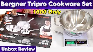 Bergner Tripro Cooker Set  Tamil  Unboxing  Review  Triply Stainless Steel [upl. by Thackeray371]