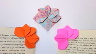 Simple Origami Bookmark Flower  Origami Bookmark [upl. by Adnouqal]