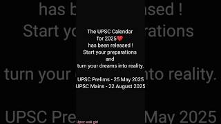 UPSC Calendar 2025😍 released  upsc ias shorts currentaffairs [upl. by Benilda]