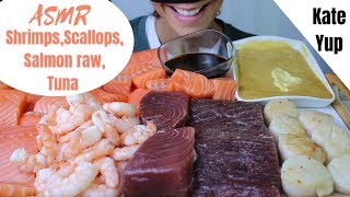 HUGE ASMR  SALMON RAW SCALLOPS SHRIMPS amp TUNA  DELICIOUS [upl. by Duwe]