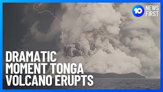 Tonga Volcano Eruption Caught On Film  10 News First [upl. by Krisha963]