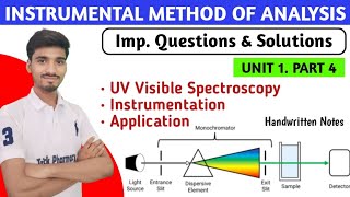 UV visible spectroscopy  Instrumentation  Application  Important questions and solutions IMA [upl. by Pernick]