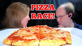 ASMR CHEESE PIZZA RACE MUKBANG EATING SOUNDS [upl. by Amuwkuhc]