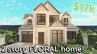 17k Floral Soft Bloxburg House Build 2 Story Exterior Tutorial [upl. by Brenza274]