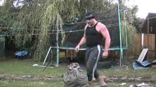 240lb110kg Sandbag Clean and Press [upl. by Albie]