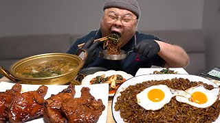 통다리치킨은 한입에 먹어야지♬ 통다리 치킨에 짜장라면 드가자│Chicken and Black Bean Noodles Mukbang Eatingshow [upl. by Rysler]