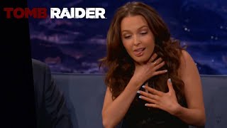 Camilla Luddington on Dying in Tomb Raider 2013  Conan Interview [upl. by Ahnavas849]