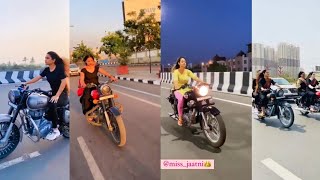 MOST POPULAR BULLET LOVERS 🤩🔥 GIRLS RIDING ROYAL ENFIELD VIRAL VIDEOS 🔥 royalenfield bullet bike [upl. by Derfiniw451]