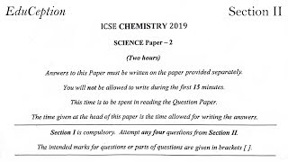 ICSE 2019 Chemistry Solved Question Paper Section II [upl. by Ffirahs]