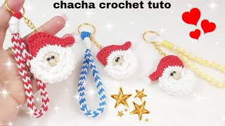 Tuto décoration de Noël  porteclés père Noël au crochet facile a faire [upl. by Atteval]