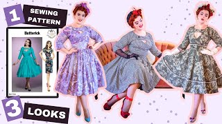 Sewing Butterick B6590 amp Making 3 X 1950s Dress  Step By Step Tutorial  VintageStyle Sewing [upl. by Ron270]