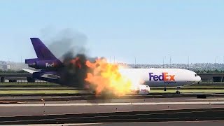 Disaster Moments After Dangerous and Bad Landing FedEx B727 [upl. by Solhcin]