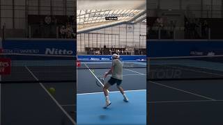 Jannik Sinner hitting backhands cross court Practice ATP Finals tennis [upl. by Ahsok44]