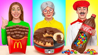 Me vs Grandma Cooking Challenge  Chocolate Food Challenge by Multi DO [upl. by Fernandez]