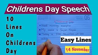 Childrens Day SpeechEasy 10 Lines On Childrens Day childrensdayspeech 14november [upl. by Nivrac380]