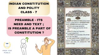 PREAMBLE  CLASS  1 NEED OF PREAMBLE IS IT A PART OF INDIAN CONSTITUTION [upl. by Anirres682]