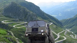 Swiss Army SAURER 6DM  Gotthardpass including lower part of Tremola [upl. by Zailer161]