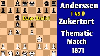 Anderssen vs Zukertort  Thematic Match 1871 chess [upl. by Rus]