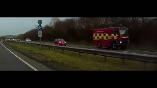 Brand new Defence Fire amp Rescue engine heading west on A55 Treffynnon Sir Y Fflint Cymru 19224 [upl. by Nil]