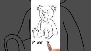 How to draw a teddy bear 🧸 for kids Drawing Painting coloring for kids animationvideo [upl. by Gilboa]