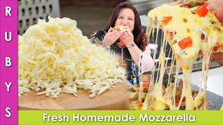 Fresh Homemade Mozzarella Cheese Best for Pizzas Recipe in Urdu Hindi  RKK [upl. by Lucila]