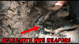 VIDEO OF THE EXCAVATION OF UNTOUCHED GERMAN DUGOUTS  CRATES FULL OF WEAPONS AND AMMUNITION [upl. by Pyle]