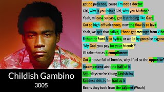 3005 by Childish Gambino  Rhyme Check lyric video [upl. by Standing]