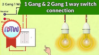 Wiring Diagram Using a 2 Gang Switch to Control 2 Independent Lights Using the 3 Plate Wiring Method [upl. by Shakespeare]