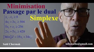 PROBLÈME DE MINIMISATION SIMPLEXEPASSAGE PAR LE DUAL [upl. by Yetta]