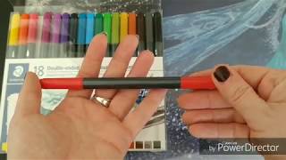 Review and demo  Staedtler doubleended watercolour brush pens [upl. by Erej219]