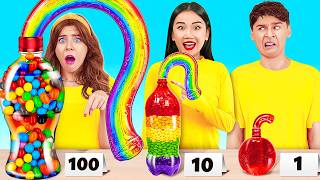 100 Layers of Food Challenge 🌈 Amazing Jelly Bottle Hacks and Rainbow Receipts by 123 GO [upl. by Mieka622]