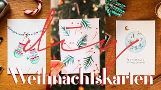 DIY Weihnachtskarten Selbermachen mit Wasserfarben  schnell amp einfach [upl. by Darnoc805]